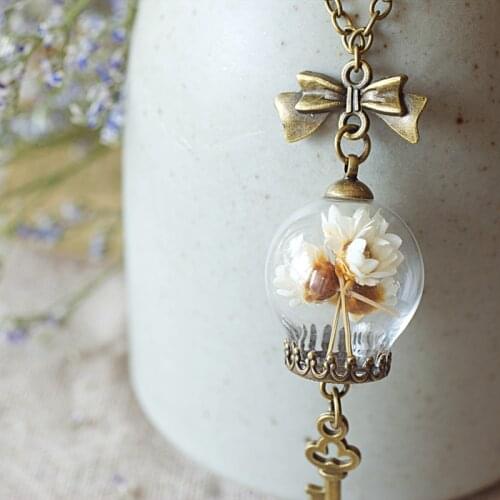 2PCS 20/25/30MM Real Dry Flower Glass Globe Necklace,Bridal necklace ECO style Jewelry