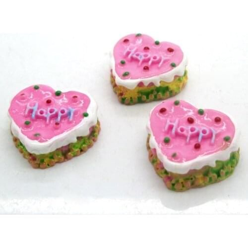 20Pcs Resin Colorful Heart Cakes Decoration Crafts Flatback Cabochon Scrapbooking Fit Hair Clips Embellishments Beads Diy