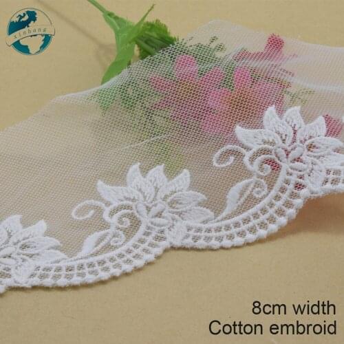 3yards 8cm white lace cotton embroidery lace french lace ribbon fabric guipure diy trims warp knitting sewing Accessories#3046