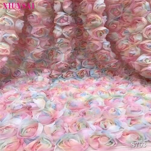 3d lace fabric 5yard fashion baby pink African lace fabric 2020 high quality 3d flower fabric For Wedding Dress S763