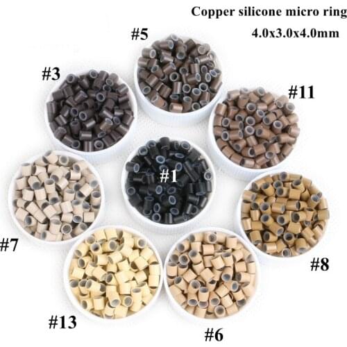 4.0*3.0*4.0mm Copper Silicone Micro Rings/Links/Beads/Tube For I Tip Loop Hair Extensions ,500pcs/bag