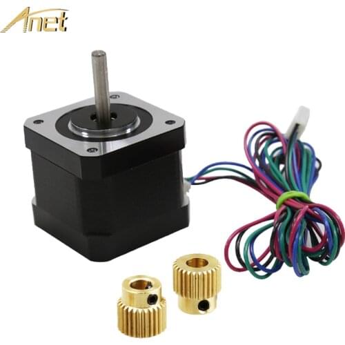 Anet Linear Screw 2-Phase 42 Stepper Motor with Lead Cable +2pcs 26 Tooth Brass Extruder Feed Gear A8 3D Printer Parts