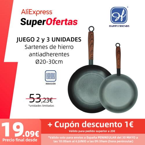 Non-stick Induction Iron Frying Pan Ø20-30cm PFOA Free Set of 2 and 3 Pieces Happyfriends