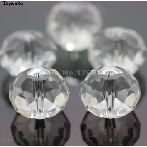 Isywaka Clear White Color 10*12mm 70pcs Rondelle Austria faceted Crystal Glass Beads Loose Spacer Round Beads for Jewelry Making