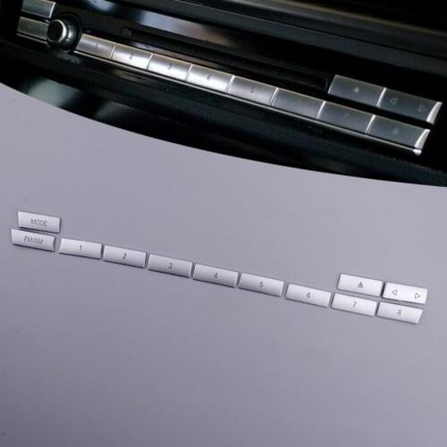 12Pcs Car Center Console CD Digital Buttons Sequins Trim Silver Fit for BMW F10 F18 F07 F06 F12 F13 7 Series