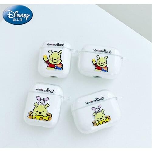 Cute Pooh Bear Earphone Case For Apple Airpods Pro Transparent TPU Cover For Air pods 1 2 Case Wireless Charging Box Bags