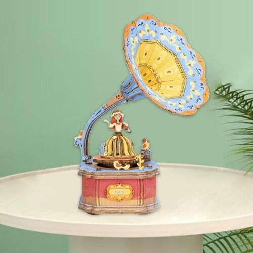 3D Assembly Wood Puzzle Build Your Own Wooden Music Box Craft Kit, Brain Teaser Gift for Kids and Adults