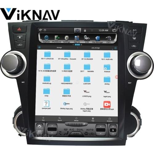 For TOYOTA highlander 2008 2009 2010 2011 2012 2013 car DvD GPS navigation 12.1 inch multimedia player vertical screen car radio