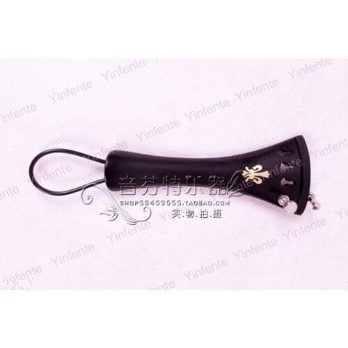 Two Violin accessories quality ebons carved tailpiece with rope