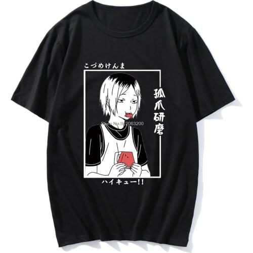 Anime Nekoma Kenma Kozume Haikyuu Cosplay Harajuku Printing Short Sleeves T-shirt Men Momen Casual Loose Short Sleeve Tshirt