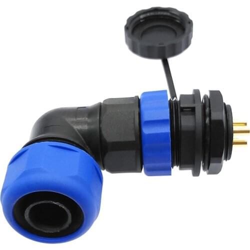 SP20 corrugated pipe IP68 waterproof connector 1/2/3/4/5/6/7/9/10/12/14Pin angle connectors 90 degree elbow flange socket