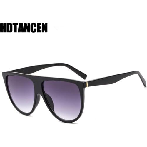 HDTANCEN New Sunglasses woman vintage retro flat top Thin Shadow sun glasses square Pilot luxury designer large black shades