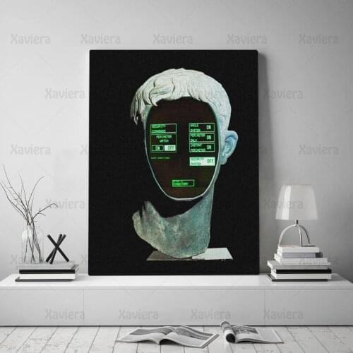 Network Steam Wave Art Poster Sculpture Green Light Canvas Painting and Printmaking Home Decoration Living Room Picture Artwork