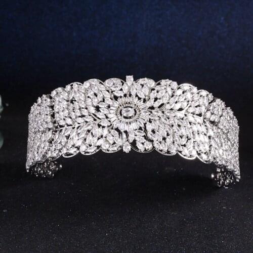 Jankelly Fashion Ladies Wedding Headpieces With cube zircon Wholesale Bridal Hair Accessories Headdress Bridal Hair Tiaras