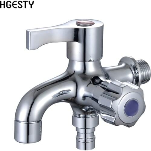 Brass Washing Machine Water Faucet Wall Mounted 1 In 2 Out Water Tap Bathroom Garden Mop Pool Water Double Outlet Bibcock Taps