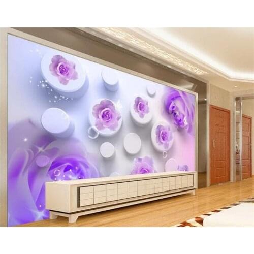 Dream Pink Purple Rose 3D Wallpapers for Walls 3d Wall Paper Muarl Vintage Decorative Painting Backdrop Home Improvement