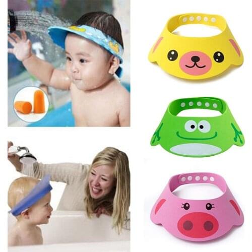Cartoon Thickened Childrens Shampoo Cap Adjustable Baby Shower Cap Protect Outdoor Visor Hat Hair Wash Shield for Children