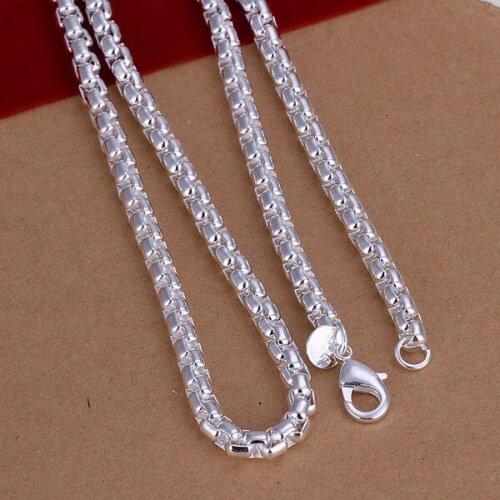 Mens jewelry 20 "'50 cm S925 Silver color mens round necklace simple cable chain N189 gift bag