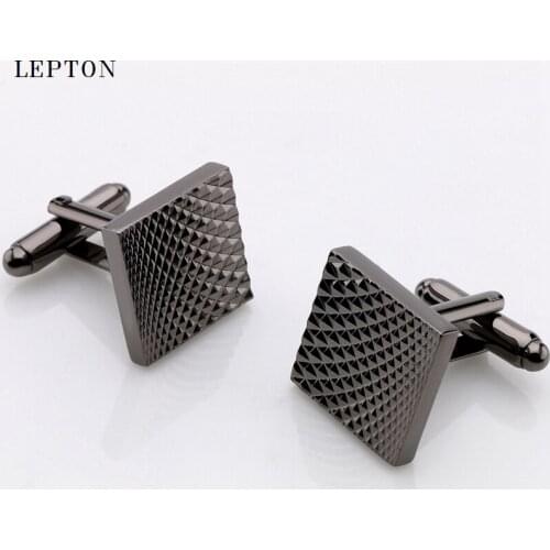 Hot Sale Black Square Cufflinks For Mens Shirt Cuffs Cufflink Lepton Classic Business Carve Cuff links Button Relojes gemelos