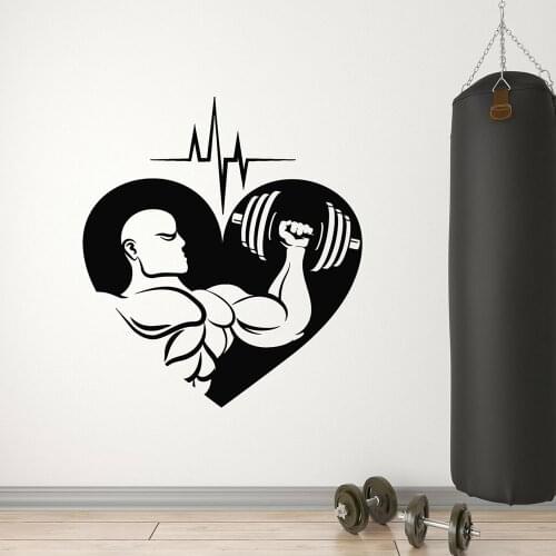Gym Wall Decal Fitness Club Muscles Cardio Training Love Vinyl Wall Stickers Modern Window Door Home Furnishing Decorative Z245