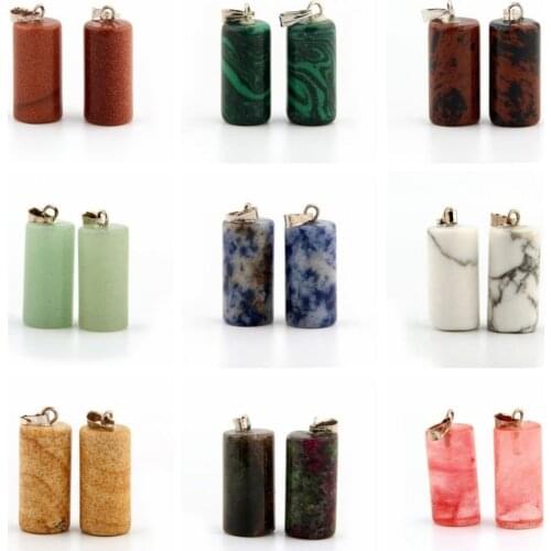 Natural Stone Pendulum Assorted Column Tube Shape Crystal Healing Pendants For Necklace Accessories Jewelry Making Wholesale