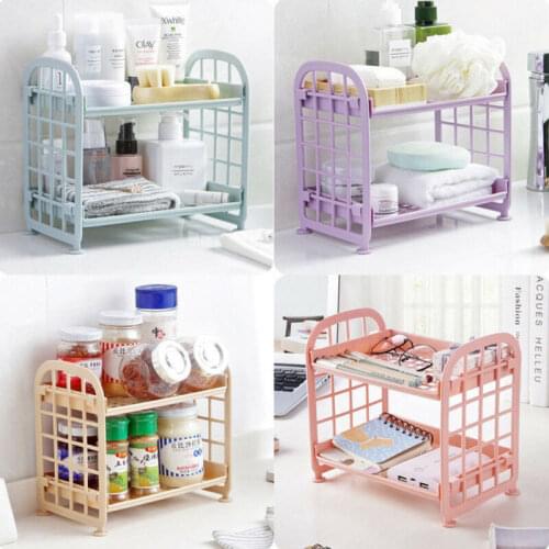 Newest Arrival 2 Tier Plastic Storage Shelves Solid Color Hollowed Out Nordic Style Corner Rack Organizer Best Gift