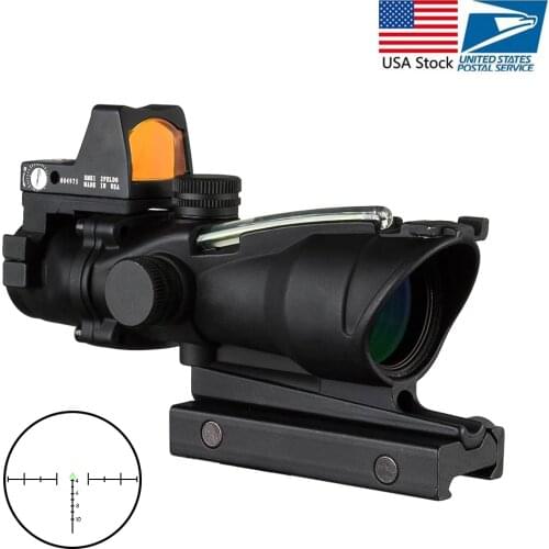 4x32 Optic Scope Riflescope Cahevron Reticle Fiber Green Red Illuminated Optic Sight With Rmr Mini Red Dot Sight