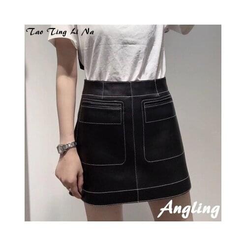 Top brand Fashion 2020 New Real Genuine Sheep Leather Skirt G29 high quality