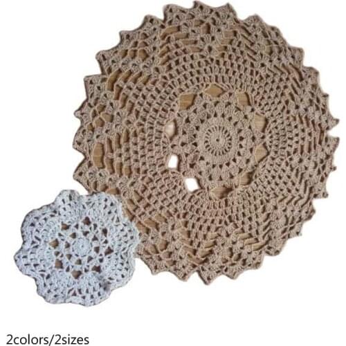 HOT cotton round placemat cup coaster mug kitchen table place mat cloth lace Crochet tea napkin dining bar doily Handmade pad
