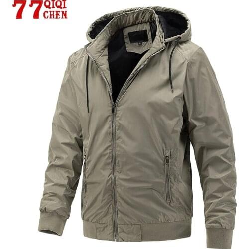 Casual Hooded Jacket Men Spring Autumn Solid Color Slim Sports Bomber Coat Male Tactical Outdoor Overcoat Chaquetas Hombre