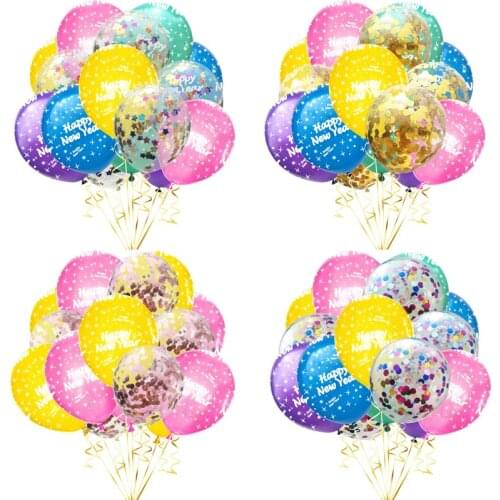 15pcs/set Christmas Happy New Yeat Balloons Colorful Latex Confettil Balloon Decor New Year Party Home Garden Bar Decor Supply