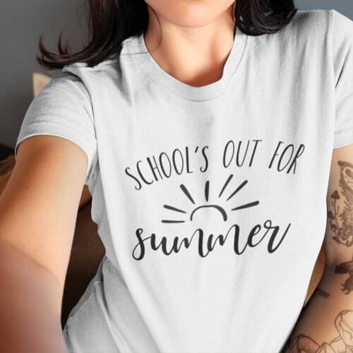 Schools Out for Summer Funny Graphict Tshirts Cotton Regular Tshirt Summer Casual Dropshipping Woman T-shirts Harajuku Shirt
