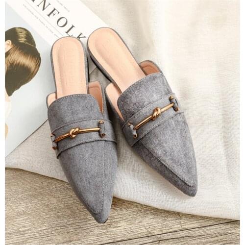 Winter Designer Women Pumps Ladies platform Slippers Woman Pointed toe Mules Shoes Low Heels Suede Homen Flip Flops Lazy Slides