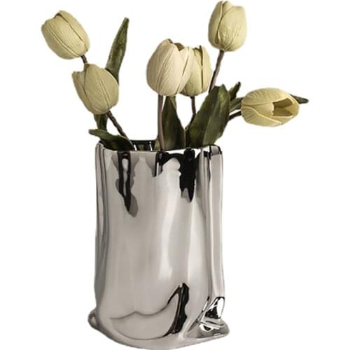 Nordic Silver Vase Creative Ceramic Vase Flower Art Luxury Coffee Cup Model Tissue Box Decoration Modern Home Decor Gift Ideas