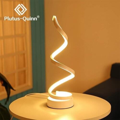Modern LED Table Lamp Spiral Wave Iron Bedside Night Lamp Dimmable 3 Colors Light Bedroom Decorative Desk Lights Creative Gift