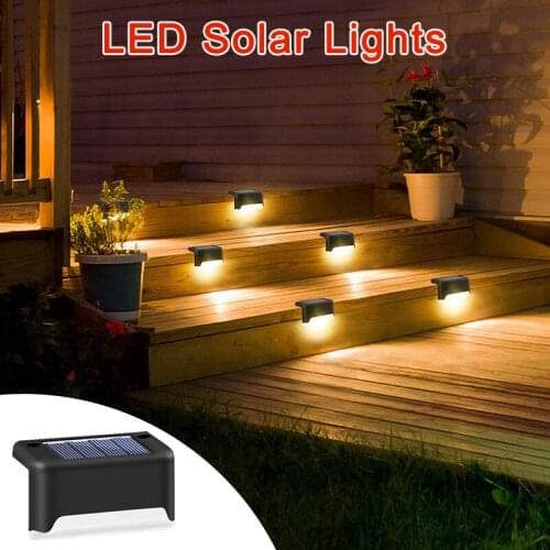 LED Solar Light Stair Lights Outdoor Waterproof Wall Light Garden Landscape Step Lamp Park Fence Terrace Lighting Decoration