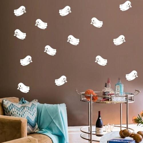 Halloween Decoration White Ghost Wall Stickers Removable Scary Wall Wall Decals Art Mural Decor