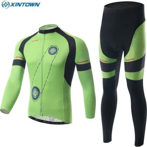 XINTOWN Team Cycling Jersey Ropa Ciclismo Outfits & Bib Pants Kits Bike Bicycle Jackets Trousers Set Green