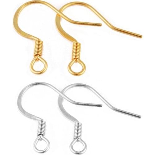 50pcs/lot Gold/Silver Color Stainless Steel Earring Hooks Earrings Clasps With Spring Earring Wires For Jewelry Making Supplies