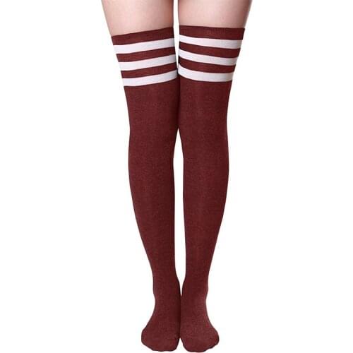 AZUE Women Stripe Tube Dresses Stockings Over the Knee Thigh High Stockings Cosplay High Knee Socks For Women Girls