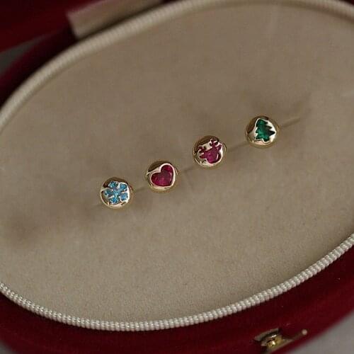 Multicolor Cubic Zircon Christmas Tree Antlers 925 Sterling Silver Stud Earrings for Women Gold Color Jewelry 2020 Trend YEA501