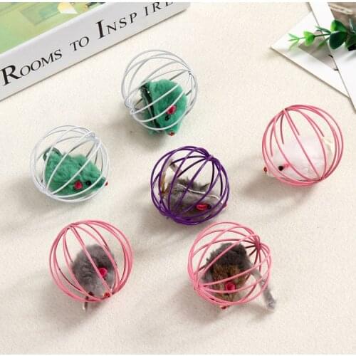 1PC Interactive Scratch Ball Cat Toy Simulated Mouse Rat Mice Cage Sound Paper Caged Colorful Kitten Teaser Pet Animal Supplies