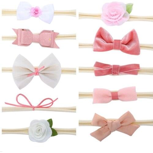 10Pcs/Set Headwear Sets Kids Hair Bands Hair Accessories Pearl Girls Cute Flower Hairband With Flower Bow Tie Newborn Headband