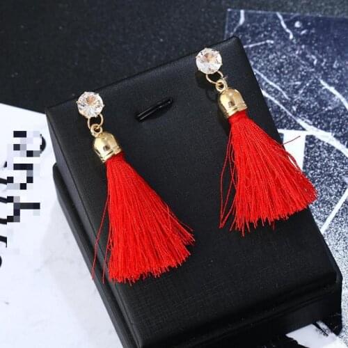 2018 New Personality Versatile Fashion Colorful Oversized Rhinestone Alloy Tassel Long Earrings For Women Crystal Earrings