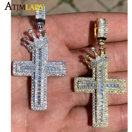 2021 New Arrived Sparking Clear 5A Cubic Zirconia CZ Cross Pendant Necklace Iced Out Bling Hip Hop Women Jewelry Necklaces