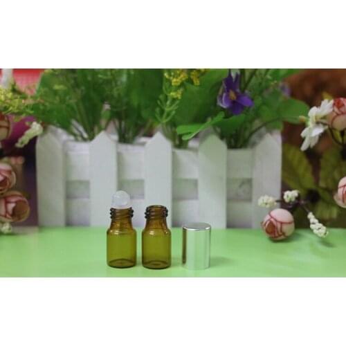 3ml Empty Amber Thick Glass Roll On bottle Essential Oils Bottle + Eye Masssge Glass Roller Ball Perfume Trial Vials Container