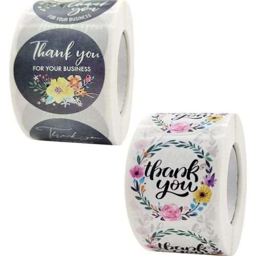500PCS Big Size Thank You for Your Business Order Stickers Flower Ring Gold Decoration Online Shipping Shop Retailor Packages