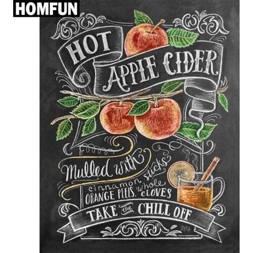 HOMFUN Full Square/Round Drill 5D DIY Diamond Painting "Fruit text" Embroidery Cross Stitch 5D Home Decor Gift A06296