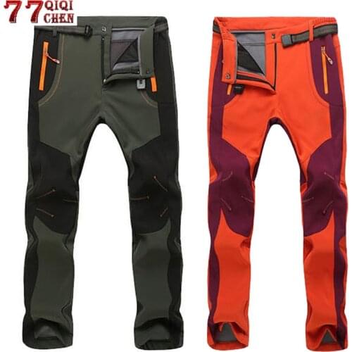 5XL Mens Warm Winter Snow Cargo Pants Women Soft Shell Fleece Lining Waterproof Tactical Trousers Men Stretch Casual Work Pants