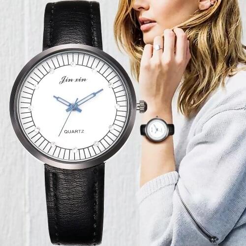 Luxury Brand Leather Quartz Womens Watch Fashion Black White Ladies Watches Casual Bracelet Wrist Watch Relogio Feminino Gifts